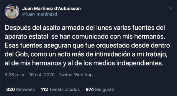 El Salvador: Columnista de periódico digital denuncia asalto y señala al gobierno