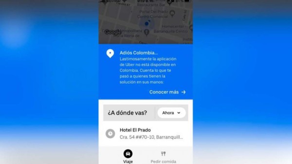Uber sale de Colombia