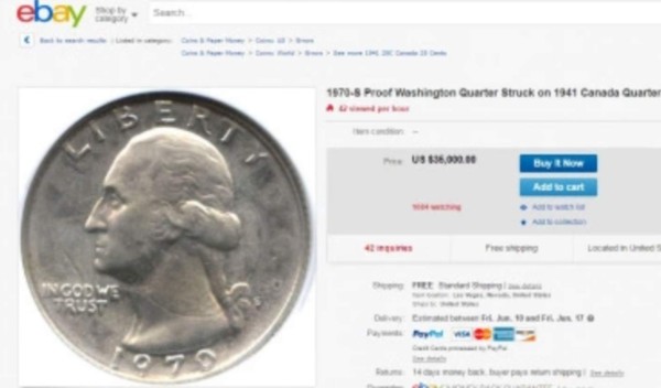 Un error valora una moneda de US$0.25 en US$35.000