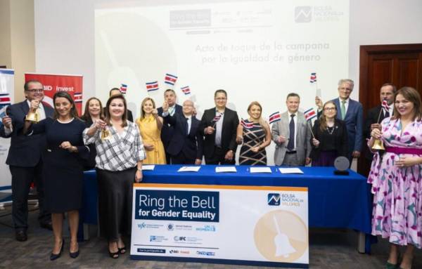 Sector bursátil de Costa Rica celebra el 'Ring the Bell for Gender Equality 2024'