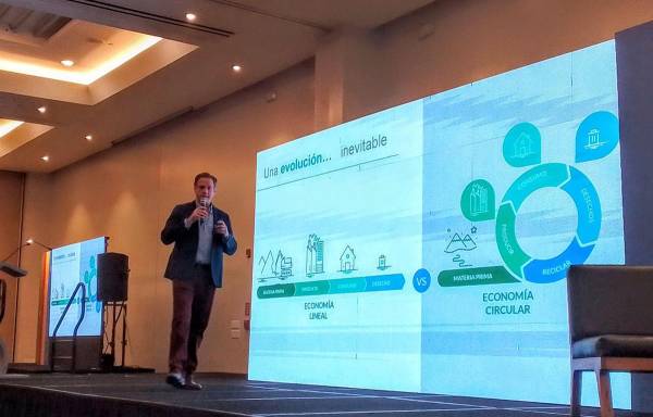 <i>Tomás Regalado, presidente de FUNDEMAS, indicó que la sostenibilidad es una evolución inevitable. Economía circular es un tema que las empresas deben abordar. FOTO E&amp;N</i>