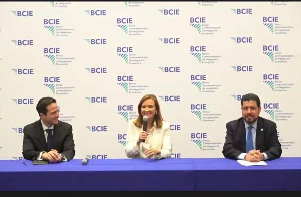 <i>Primera intervención de Ana Gisela Sánchez como presidenta del BCIE. Captura de pantalla.</i>