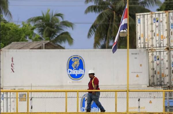 <i>Fotografía de archivo de un hombre frente a contenedores de la empresa bananera Chiquita, en Puerto Almirante (Panamá). EFE/ Bienvenido Velasco</i>