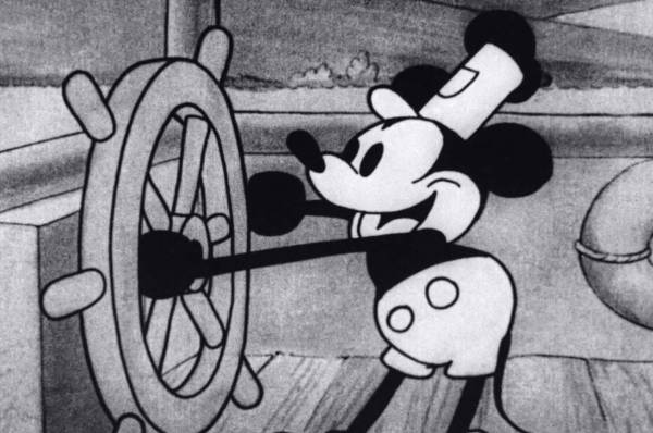 <i>El cortometraje 'Willie y el barco de vapor' de 1928, dirigido por Walt Disney y Ub Iwerks, es de dominio público.</i>