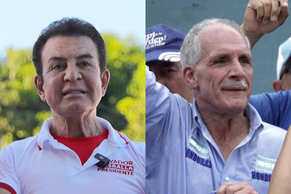 <i>Combo de fotografías de archivo que muestra a los candidatos presidenciales de Honduras, Salvador Nasralla (i) y Nasry Asfura (d). Los derechistas Nasralla y Asfura encabezan este lunes la carrera para suceder a la presidenta de izquierda Xiomara Castro en Honduras, con la candidata oficialista Rixi Moncada caída a un tercer puesto, en un pulso marcado por la llamada del presidente de EE.UU., Donald Trump, a apoyar a Asfura frente a los comunistas y sus aliados. EFE/ Gustavo Amador/ ARCHIVO</i>