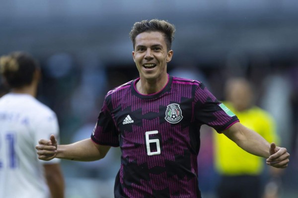 Francisco Sebastian Cordova celebrates his goal 1-0 Mexico during the game Mexico vs Honduras, corresponding to CONCACAF World Cup Qualifiers road to the FIFA World Cup Qatar 2022, at Azteca Stadium, on October 10, 2021.Francisco Sebastian Cordova celebra su gol 1-0 de Mexico durante el partido Mexico vs Honduras, correspondiente a la Clasificacion Mundial de la CONCACAF camino a la Copa Mundial de la FIFA Qatar 2022, en el Estadio Azteca, el 10 de Octubre de 2021.
