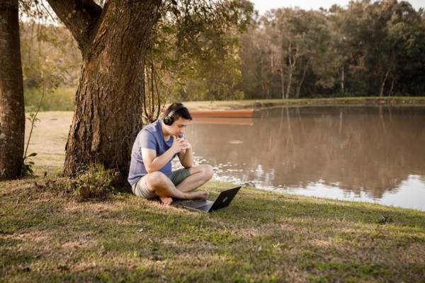 Person studying outdoors