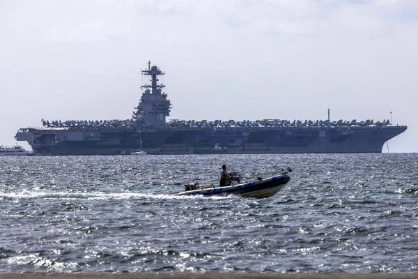 <i>Fotografía de archivo del portaaviones nuclear estadounidense USS Gerald R. Ford. EFE/ Cati Cladera</i>