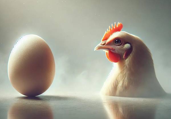 <i>QUÉ FUE PRIMERO EL HUEVO O LA GALLINA, ESTO DICEN LOS ESTUDIOS. FOTO ELABORADA CON IA</i>
