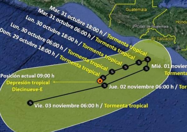 <i>Una proyección del avance del fenómeno para los próximos días. FOTO CONAGUA</i>