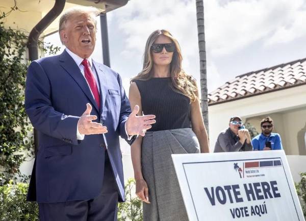 <i>El voto del presidente Donald Trup y la primera dama Melania Trump inaugura el ciclo de elecciones que tiene su hito el próximo 3 de noviembre. (Foto: EFE) </i>