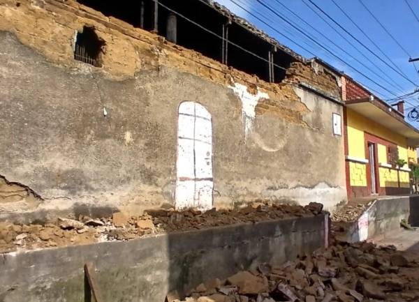 Colapso estructural en casco urbano del municipio de San Vicente de Pacaya, Escuintla. Emergencia asociada a la actividad sísmica. FOTO @ConredGuatemala