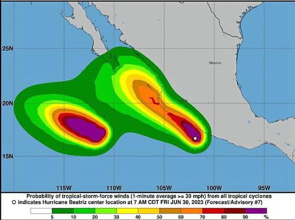 Se forma frente a la costa mexicana Beatriz, el segundo huracán del año