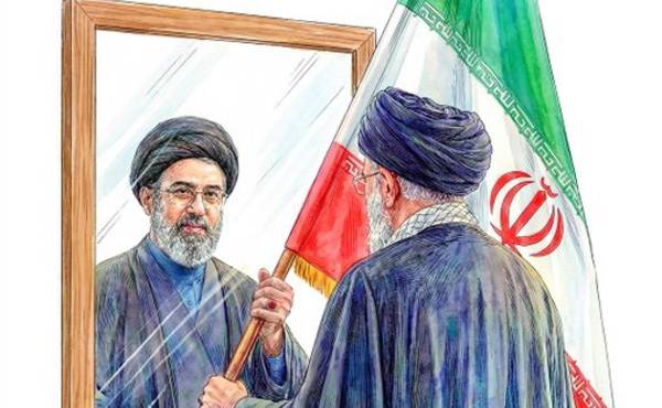 <i>Nacido en la disidencia, tras años de operar entre bastidores y mantener un bajo perfil público, Mojtaba Jameneí emerge de entre las sombras para convertirse en el nuevo líder supremo de la República Islámica de Irán, cargo que hereda de su padre. ILUSTRACIÓN EFE</i>