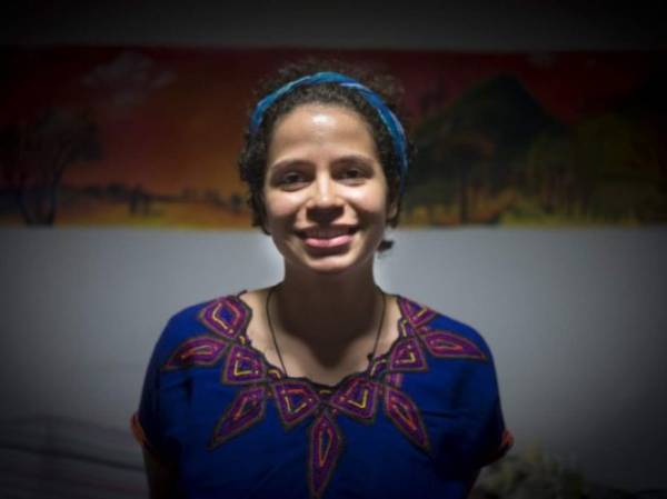 Belgian-Nicaraguan student leader Amaya Coppens poses for a photograph in Esteli, north of Managua on June 6, 2019. - The EU on November 19, 2019, slammed the Nicaraguan government of President Daniel Ortega for laying siege to a church sheltering opposition hunger strikers and arresting more than a dozen of their supporters, including Belgian-born student leader Amaya Coppens. (Photo by Oscar NAVERRETE / AFP)
