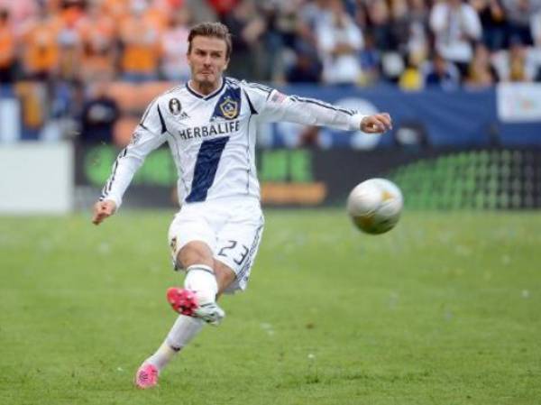 David Beckham cuando jugaba en Los Angeles Galaxy. Foto: AFP