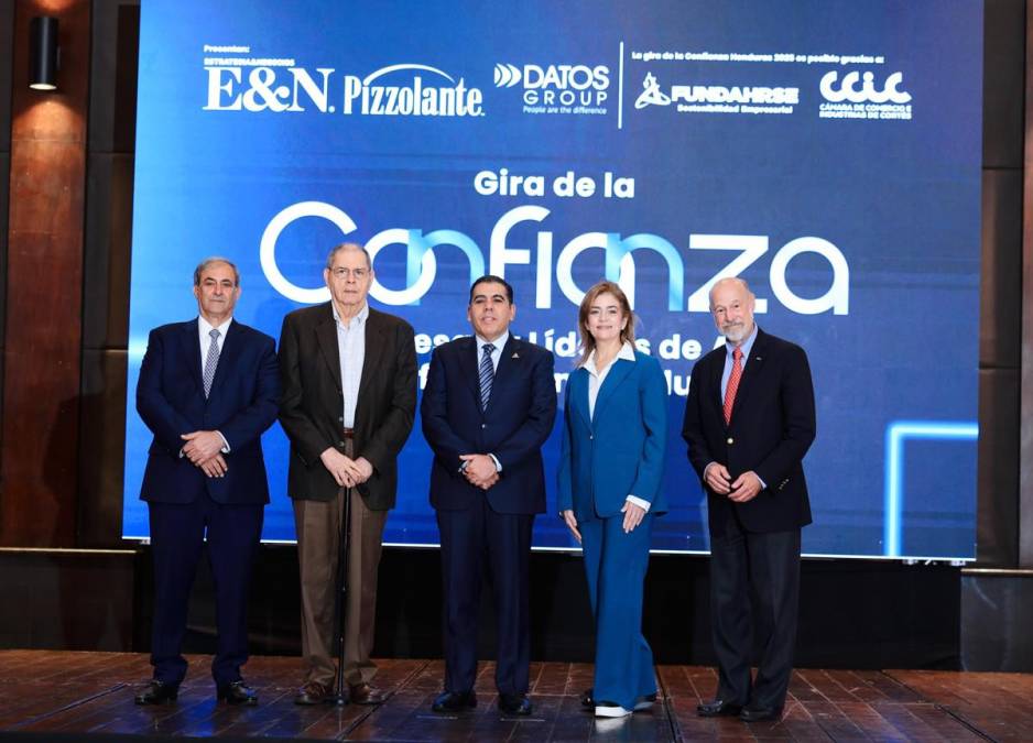 <i>EyN, PIZZOLANTE y Datos Group presentaron detalles de la encuesta CONFIANZA 2025, enfocados en Honduras, en un evento organizado por FUNDAHRSE y la Cámara de Comercio e Industrias de Cortés (CCIC). </i>