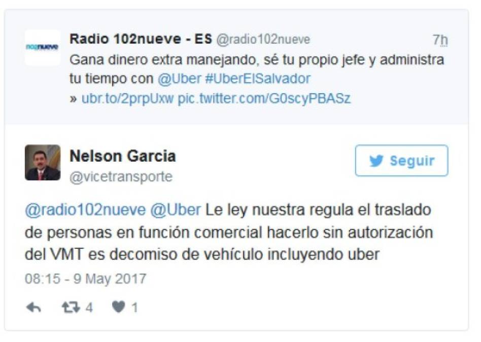 El Salvador: autoridad de transporte podría decomisar autos de Uber