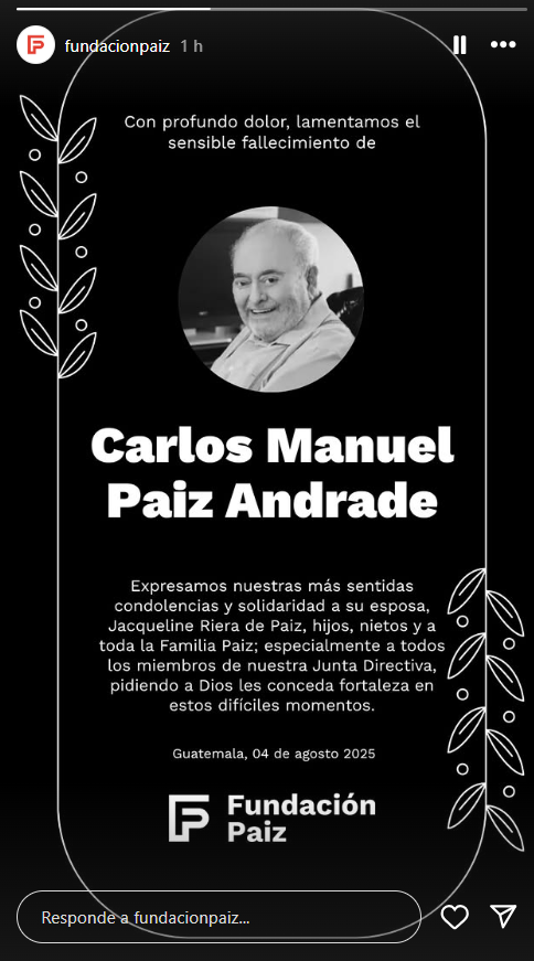 Fallece el empresario guatemalteco Carlos Paiz Andrade