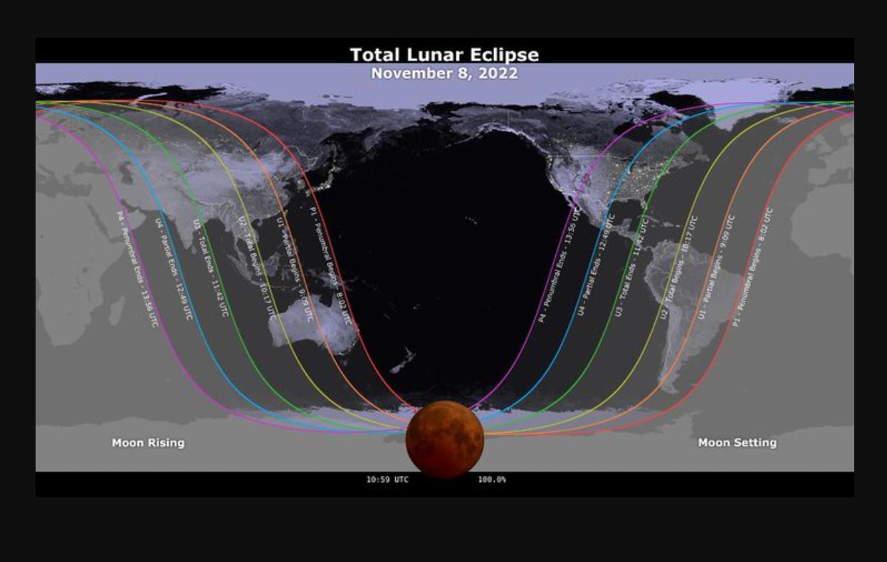 ¿Dónde se verá el Eclipse lunar total del 8 de noviembre?