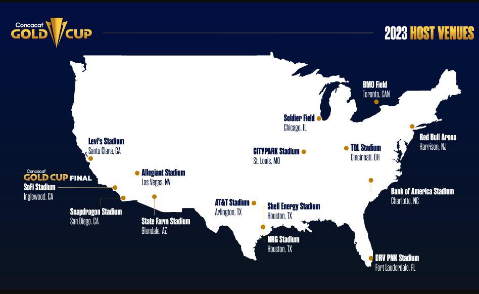 Estos serán los 15 estadios que albergarán la Copa Oro-2023