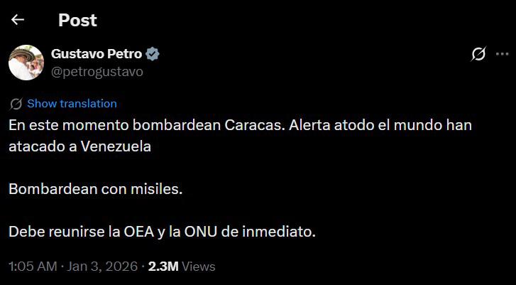 Venezuela: Reportan explosiones en Caracas y Gobierno de Maduro denuncia la gravísima agresión militar de EEUU