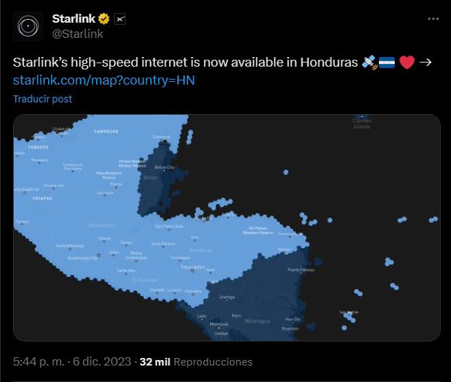 El servicio de internet satelital de Starlink desembarca en Honduras